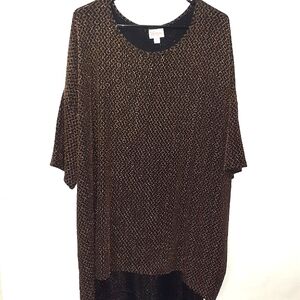 LuLaRoe Gold Shimmering Black Flowy Blouse Size 3X